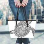 Zentangle Sea Turtle Print Leather Tote Bag