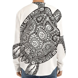 Zentangle Sea Turtle Print Long Sleeve Baseball Jersey