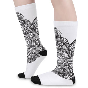 Zentangle Sea Turtle Print Long Socks