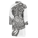 Zentangle Sea Turtle Print Men's Bathrobe