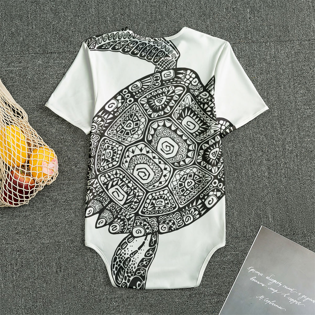 Zentangle Sea Turtle Print Men's Bodysuit