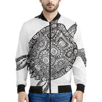 Zentangle Sea Turtle Print Men's Bomber Jacket