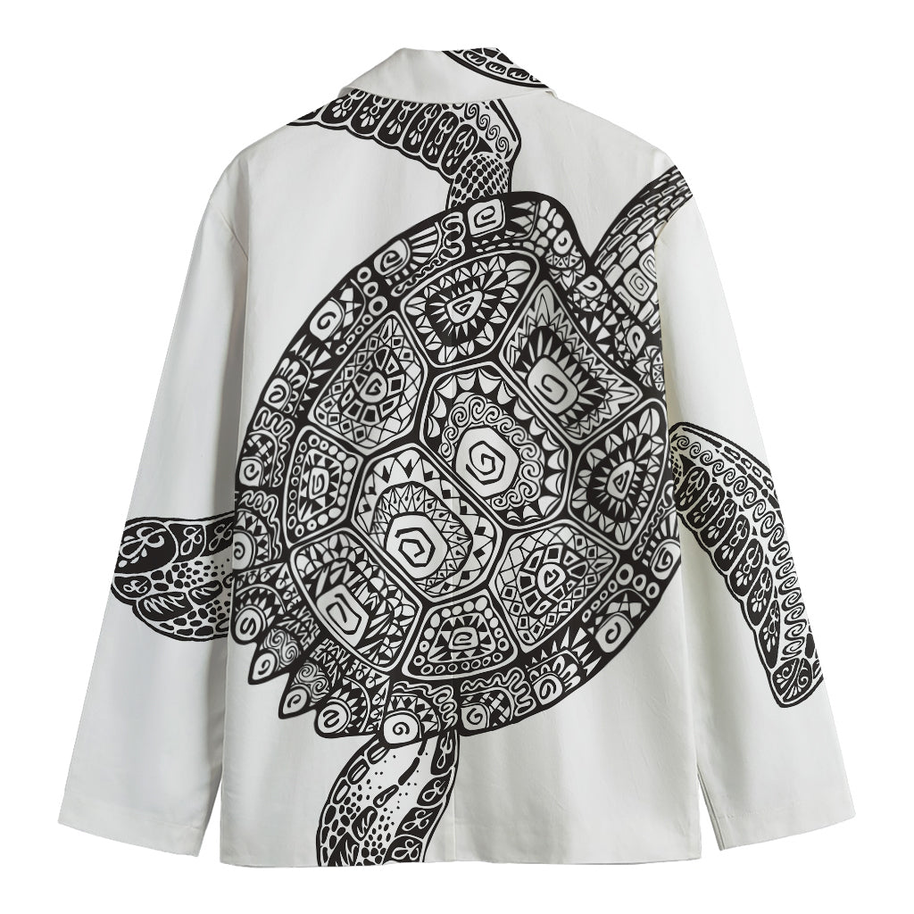 Zentangle Sea Turtle Print Men's Cotton Blazer
