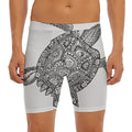 Zentangle Sea Turtle Print Men's Long Boxer Briefs