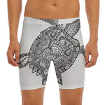 Zentangle Sea Turtle Print Men's Long Boxer Briefs