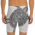 Zentangle Sea Turtle Print Men's Long Boxer Briefs