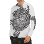 Zentangle Sea Turtle Print Men's Long Sleeve Rash Guard