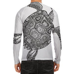 Zentangle Sea Turtle Print Men's Long Sleeve Rash Guard