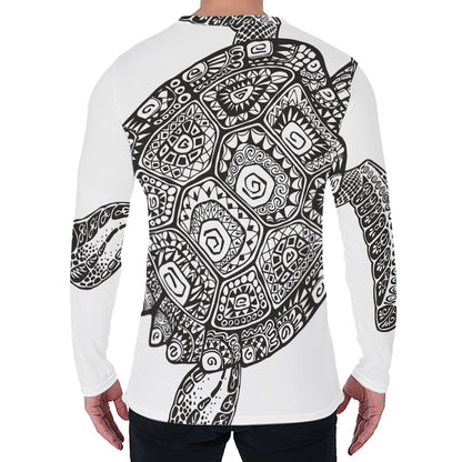 Zentangle Sea Turtle Print Men's Long Sleeve T-Shirt