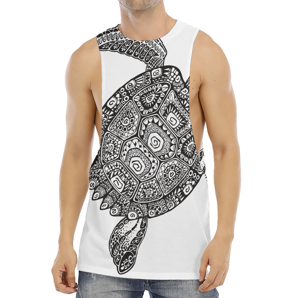 Zentangle Sea Turtle Print Men's Muscle Tank Top