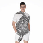 Zentangle Sea Turtle Print Men's Rompers