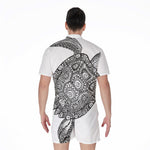Zentangle Sea Turtle Print Men's Rompers