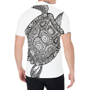 Zentangle Sea Turtle Print Men's Shirt