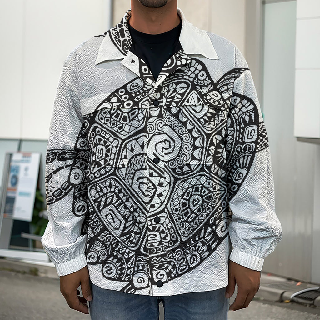 Zentangle Sea Turtle Print Men's Shirt Jacket