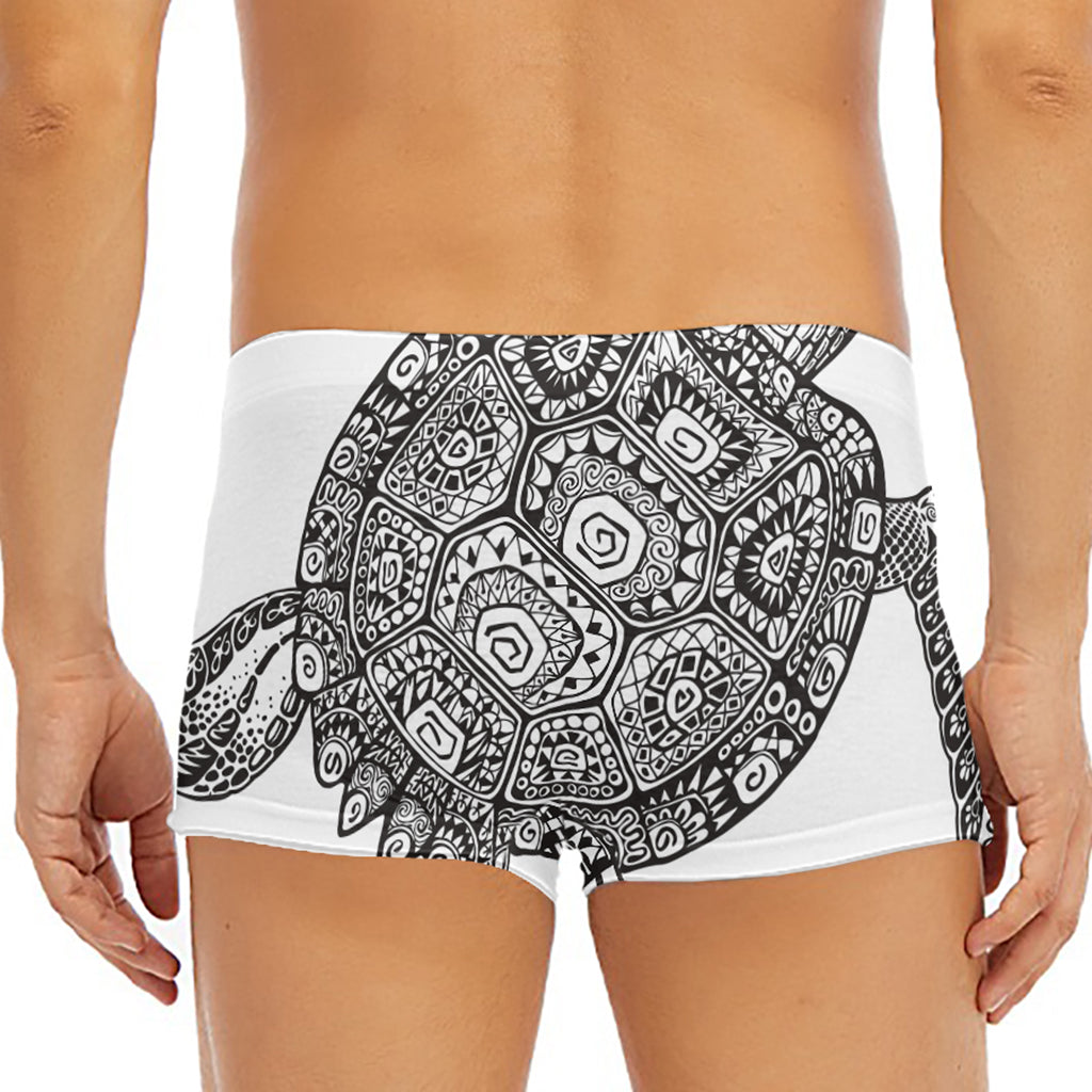 Zentangle Sea Turtle Print Men's Short Boxer Briefs