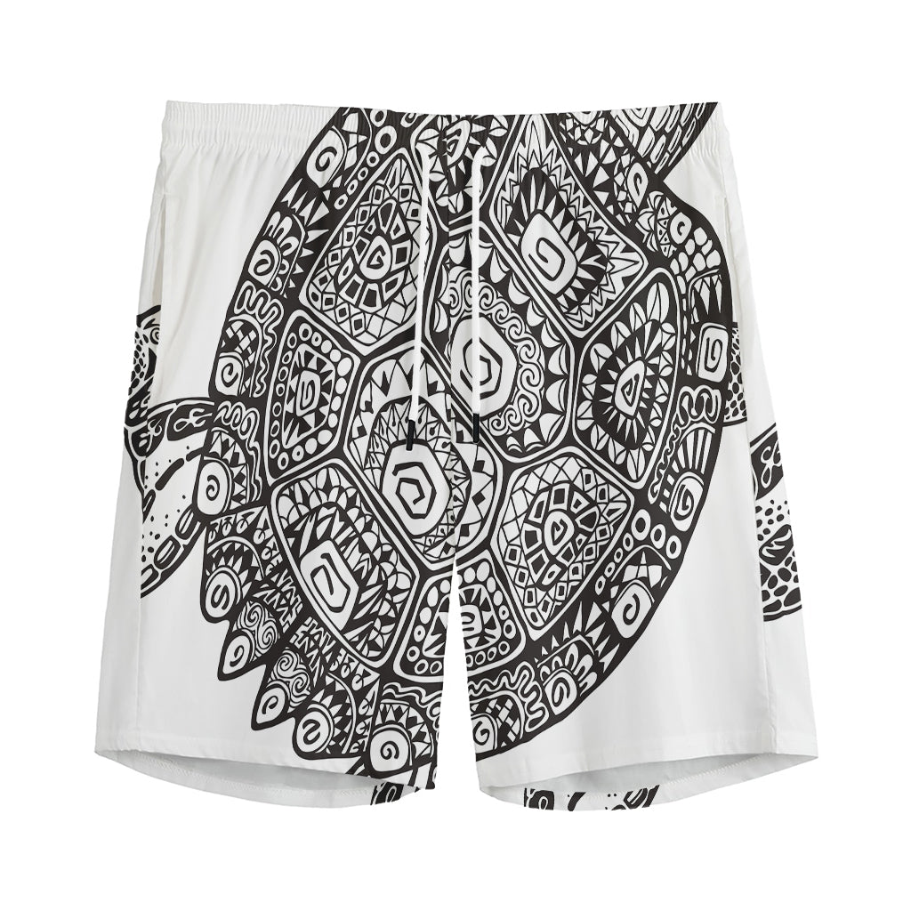 Zentangle Sea Turtle Print Men's Sports Shorts