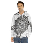 Zentangle Sea Turtle Print Men's Velvet Pullover Hoodie