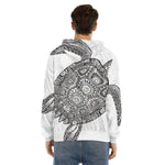 Zentangle Sea Turtle Print Men's Velvet Pullover Hoodie