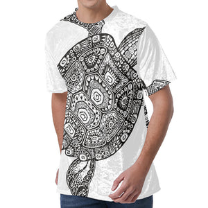 Zentangle Sea Turtle Print Men's Velvet T-Shirt