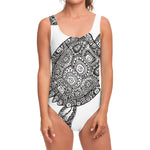 Zentangle Sea Turtle Print One Piece Swimsuit