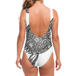 Zentangle Sea Turtle Print One Piece Swimsuit