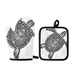 Zentangle Sea Turtle Print Oven Mitt And Pot Holder Set
