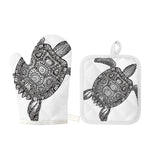 Zentangle Sea Turtle Print Oven Mitt And Pot Holder Set