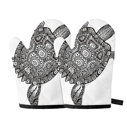 Zentangle Sea Turtle Print Oven Mitts
