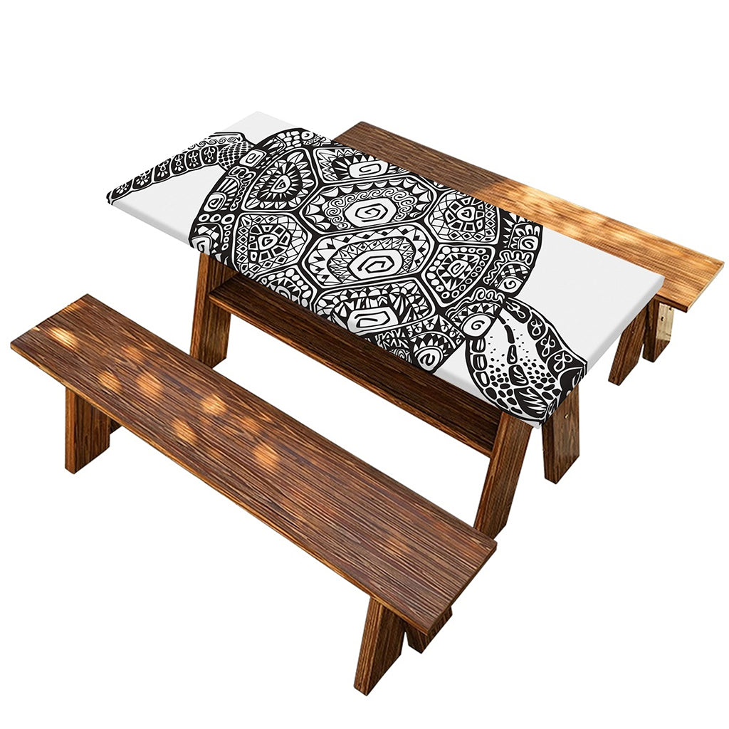 Zentangle Sea Turtle Print Picnic Table Cover