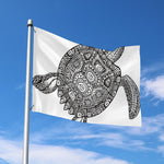 Zentangle Sea Turtle Print Polyester Flag