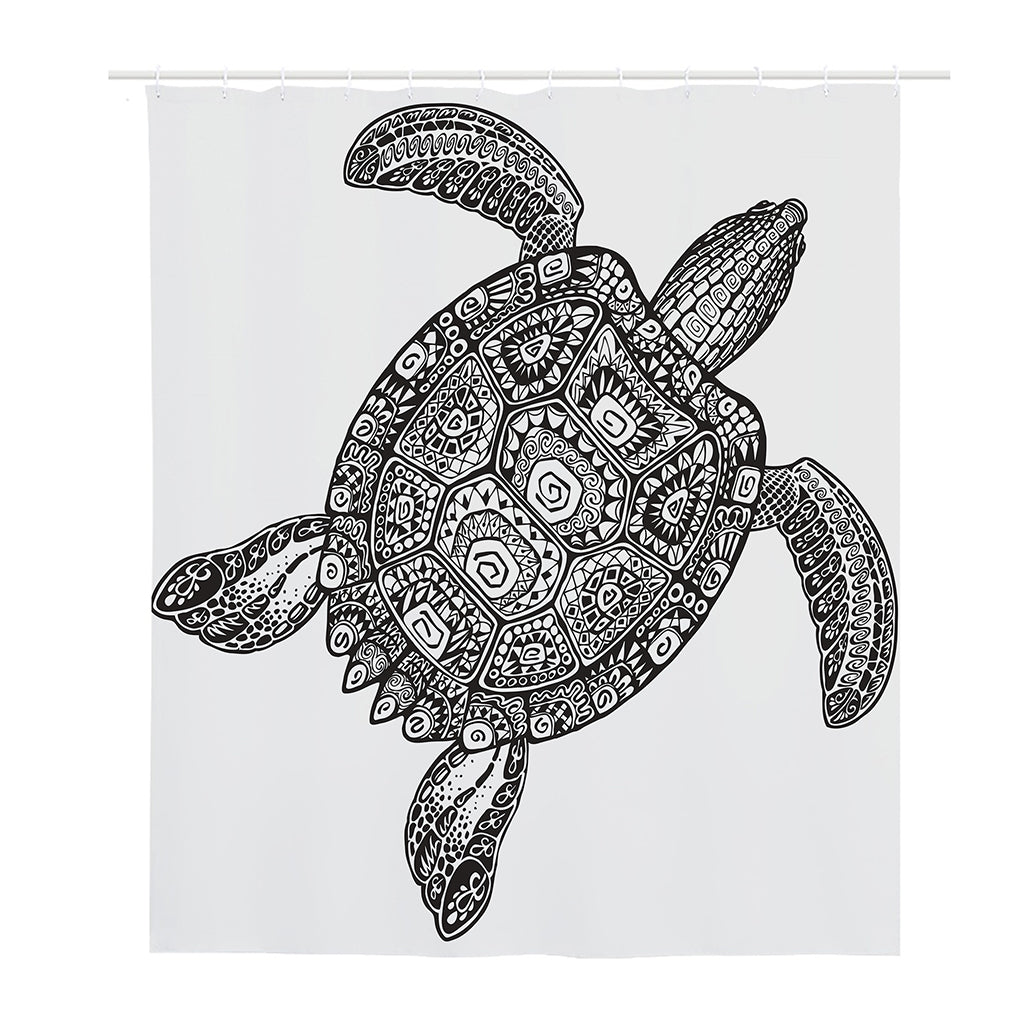 Zentangle Sea Turtle Print Polyester Shower Curtain