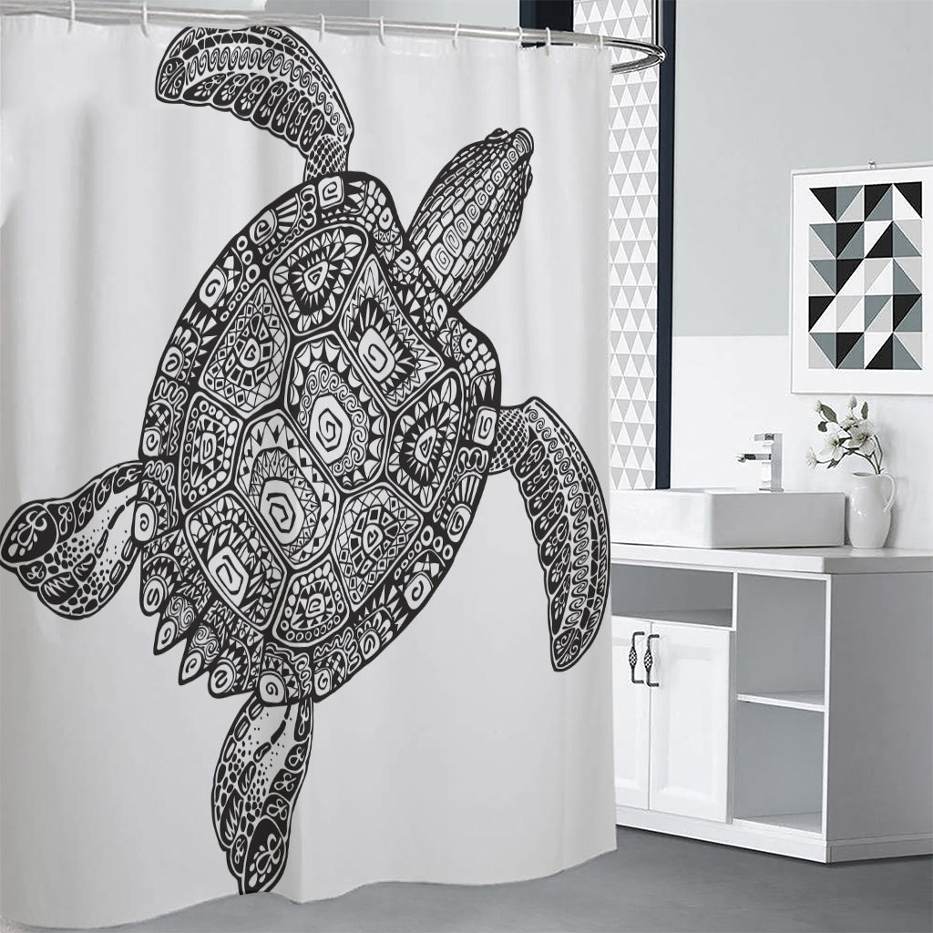 Zentangle Sea Turtle Print Premium Shower Curtain