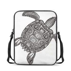 Zentangle Sea Turtle Print Rectangular Crossbody Bag