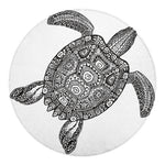 Zentangle Sea Turtle Print Round Blanket