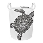 Zentangle Sea Turtle Print Round Laundry Basket