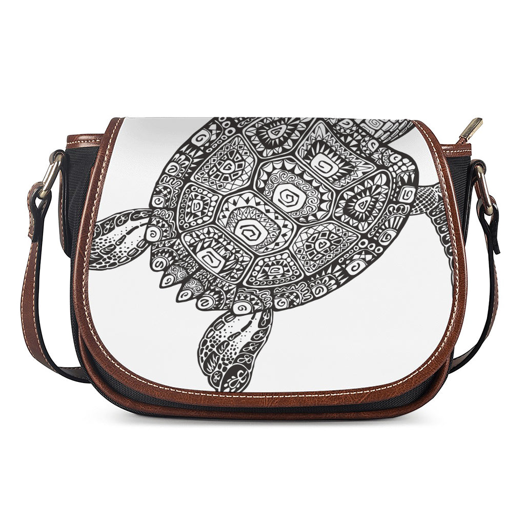 Zentangle Sea Turtle Print Saddle Bag