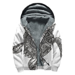 Zentangle Sea Turtle Print Sherpa Lined Zip Up Hoodie