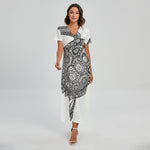 Zentangle Sea Turtle Print Short Sleeve Maxi Dress