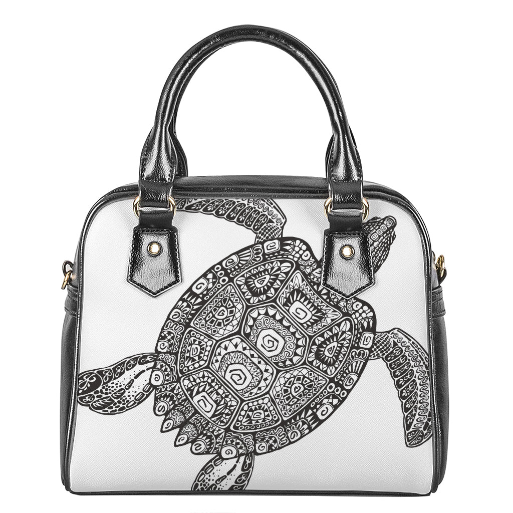 Zentangle Sea Turtle Print Shoulder Handbag
