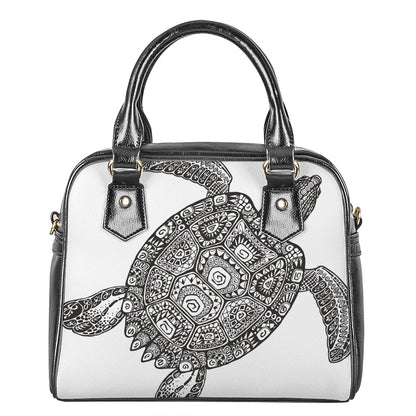 Zentangle Sea Turtle Print Shoulder Handbag
