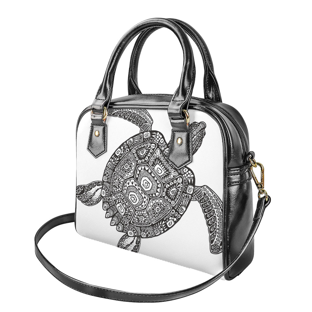 Zentangle Sea Turtle Print Shoulder Handbag