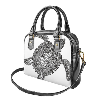Zentangle Sea Turtle Print Shoulder Handbag