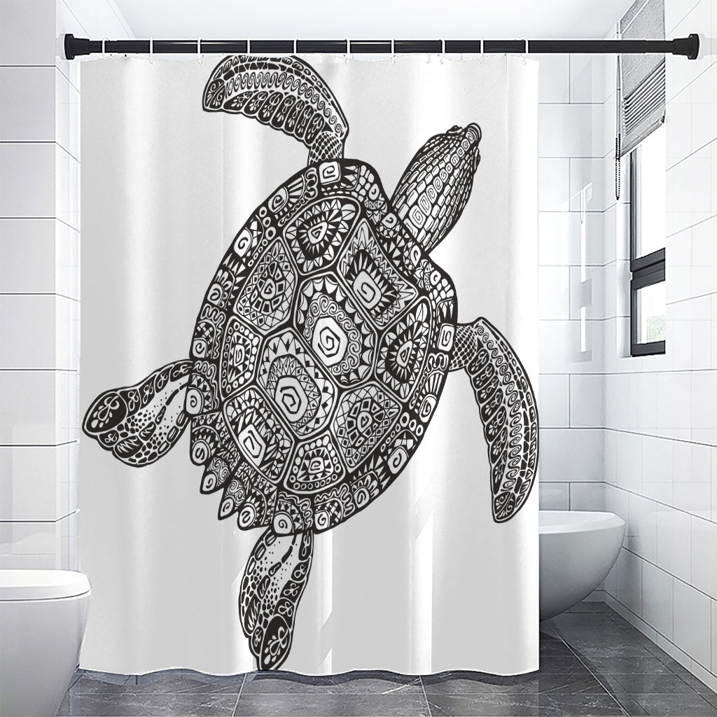 Zentangle Sea Turtle Print Shower Curtain