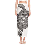 Zentangle Sea Turtle Print Side Slit Maxi Skirt