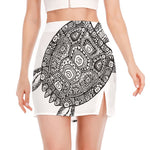 Zentangle Sea Turtle Print Side Slit Mini Skirt
