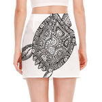Zentangle Sea Turtle Print Side Slit Mini Skirt