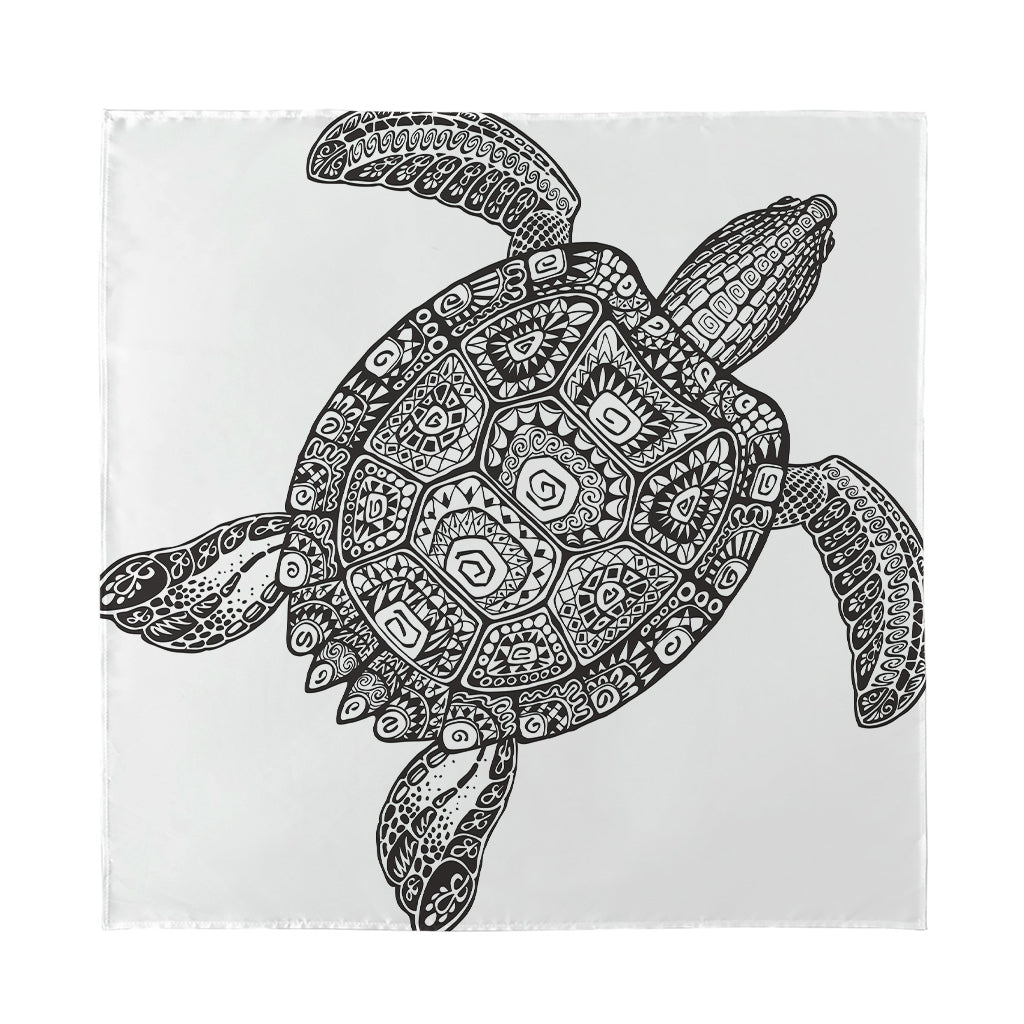 Zentangle Sea Turtle Print Silk Bandana