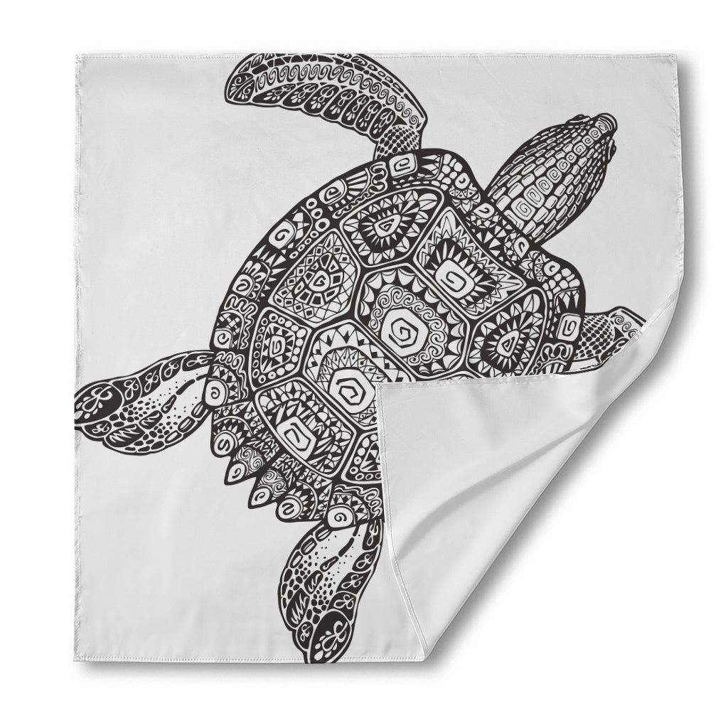Zentangle Sea Turtle Print Silk Bandana