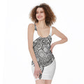 Zentangle Sea Turtle Print Sleeveless Bodycon Dress