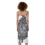 Zentangle Sea Turtle Print Slim Fit Midi Cami Dress